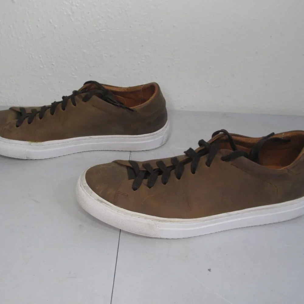 Beckett Simonon Mens Brown Pull-up Leather Reid Sneakers Size 7 Water Repellent